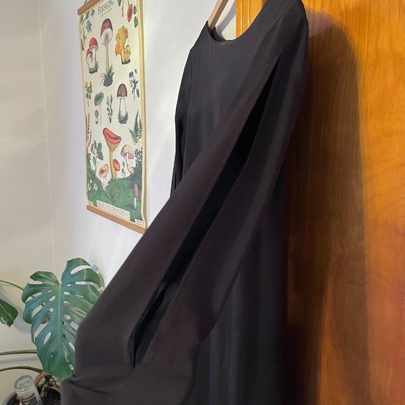Theory black buttery silk dress with split sleeves - Picture 2 of 7